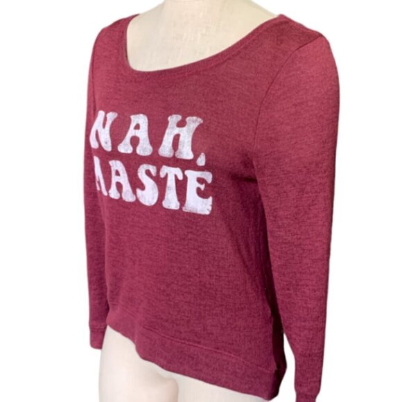 Fifth Sun Burgundy "Nah,Maste" Novelty Graphic Yoga Theme Top Sz M #40G - Picture 4 of 8
